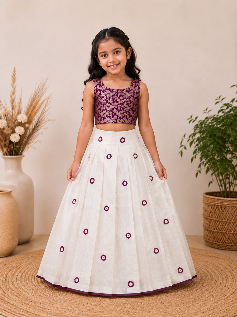 Kids Festive Crop Top & Full-Length Skirt Set