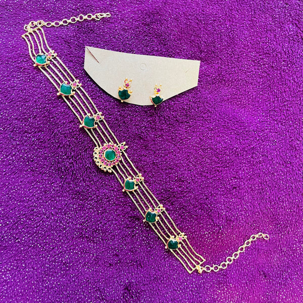 Gold toned Palakka Choker Set