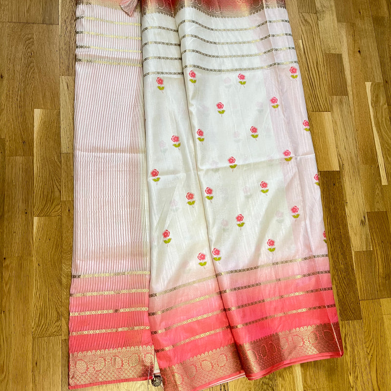 Tissue Silk Saree Zari Woven border.