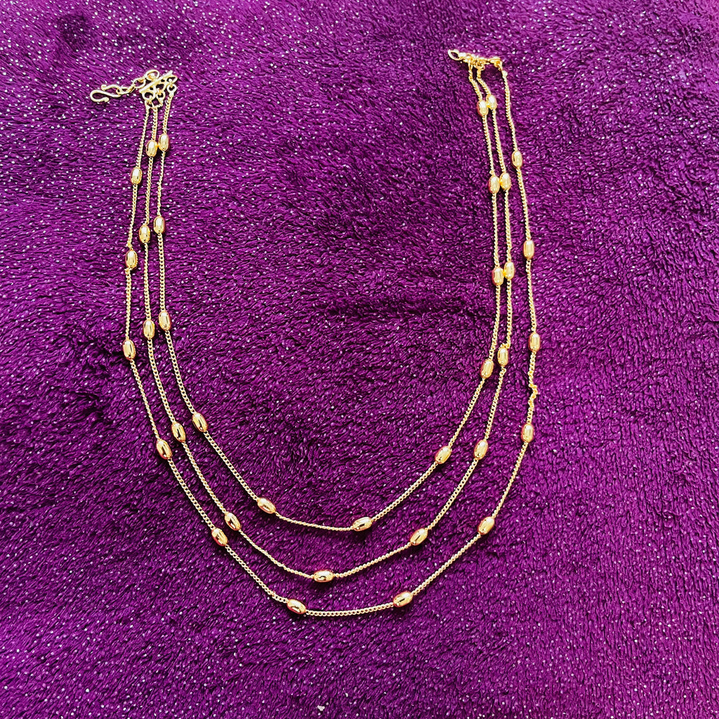 Gold Toned Triple Layered Necklace