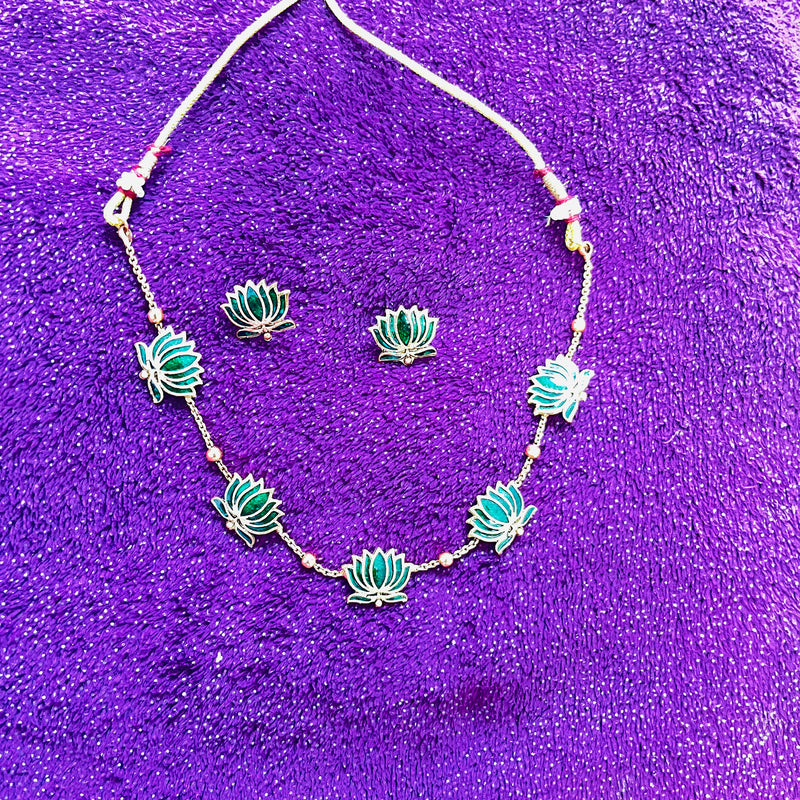 Antique Lotus Necklace with earrings