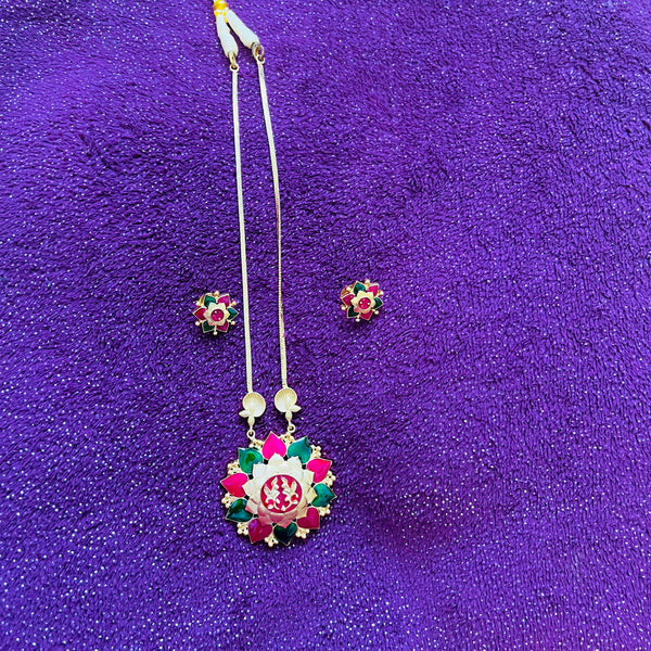 Green and Ruby Pendent Necklace set