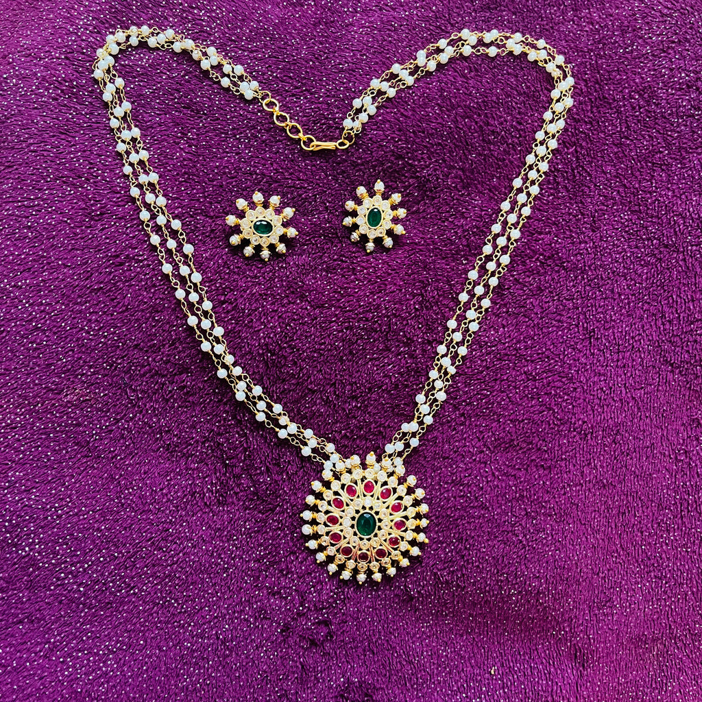 Pearl Haram Necklace Set with Earrings