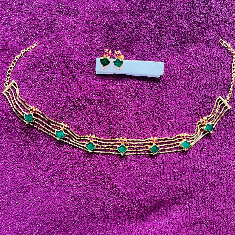 Gold toned Palakka Choker Set