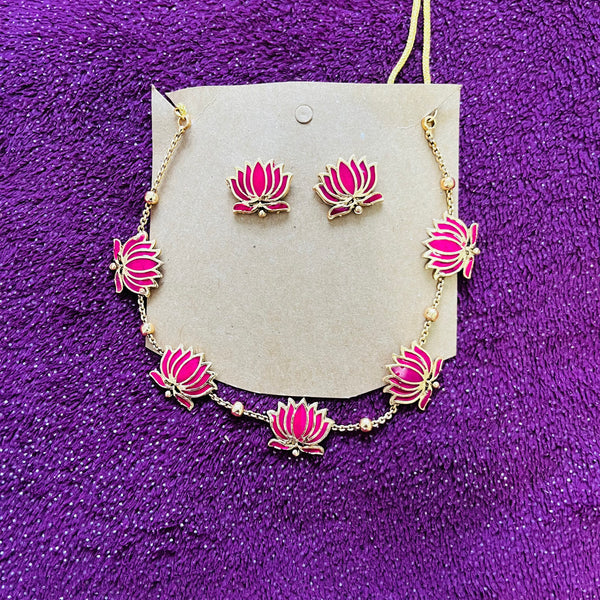 Antique Lotus Necklace with earrings