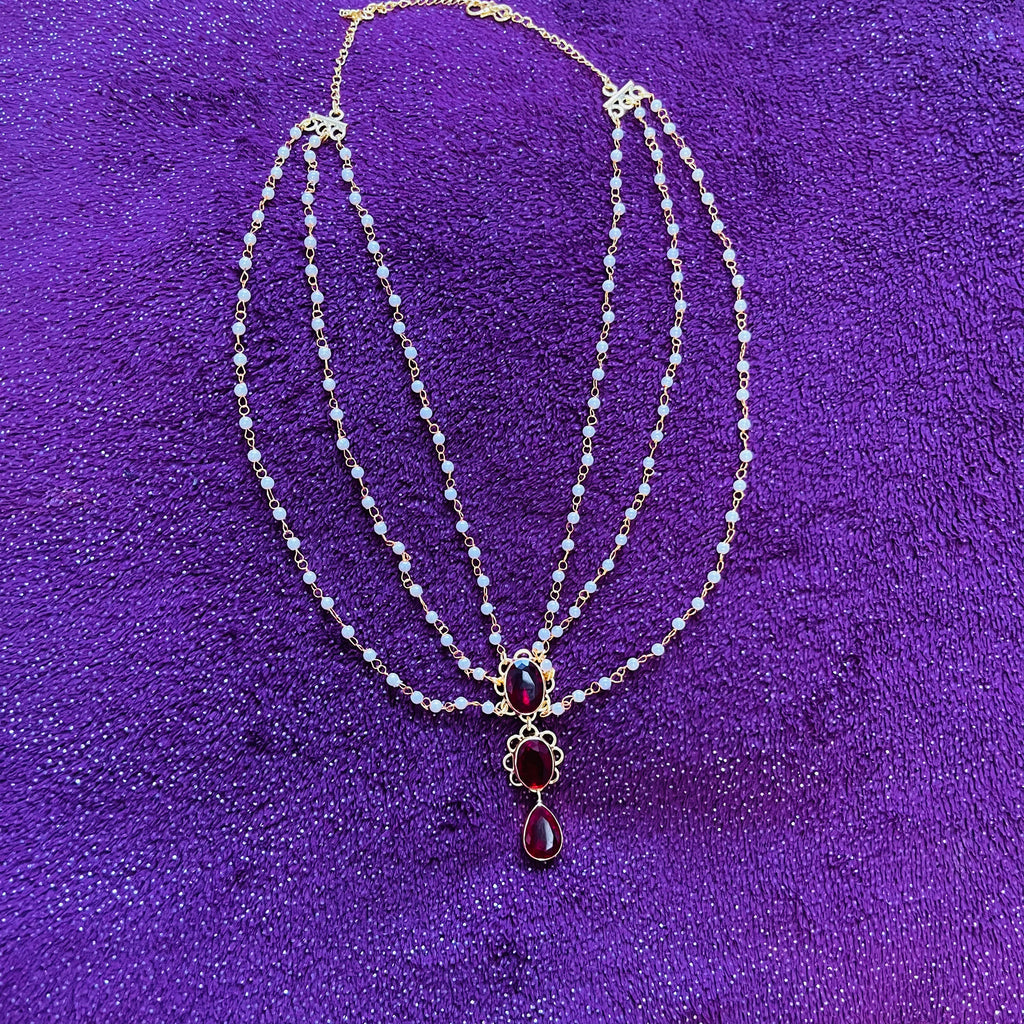 Pearl Layer Necklace: Ruby