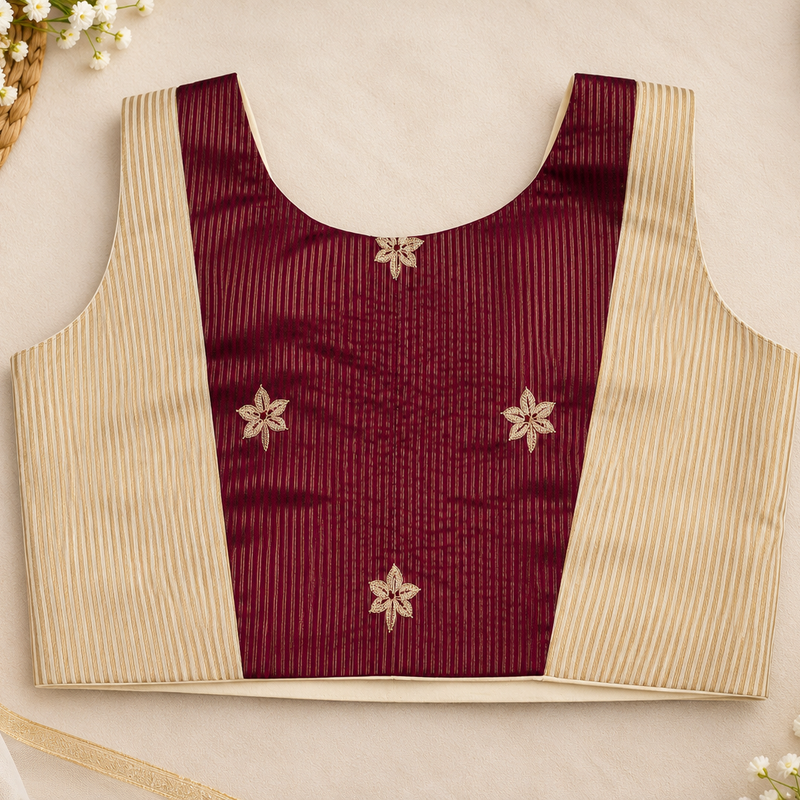 Girls’ Ivory & Maroon Long Skirt and Crop Top Set – 1 to 14 Years