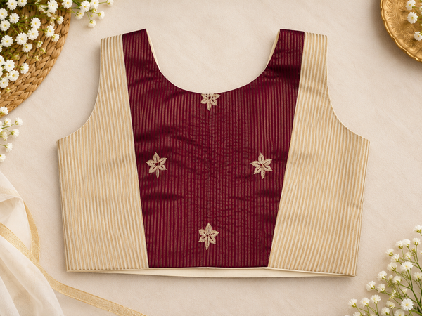 Girls’ Ivory & Maroon Long Skirt and Crop Top Set – 1 to 14 Years