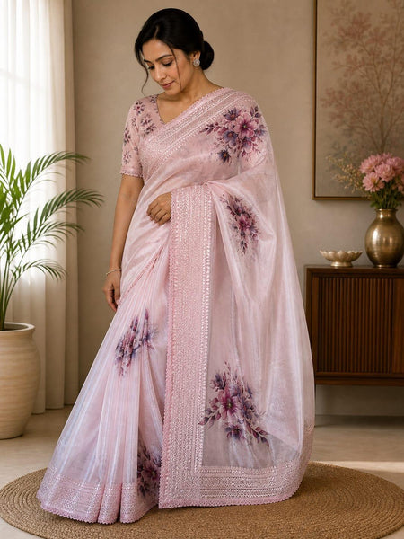 Floral organza saree
