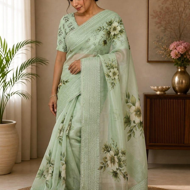 Floral organza saree