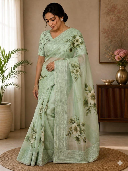 Floral organza saree