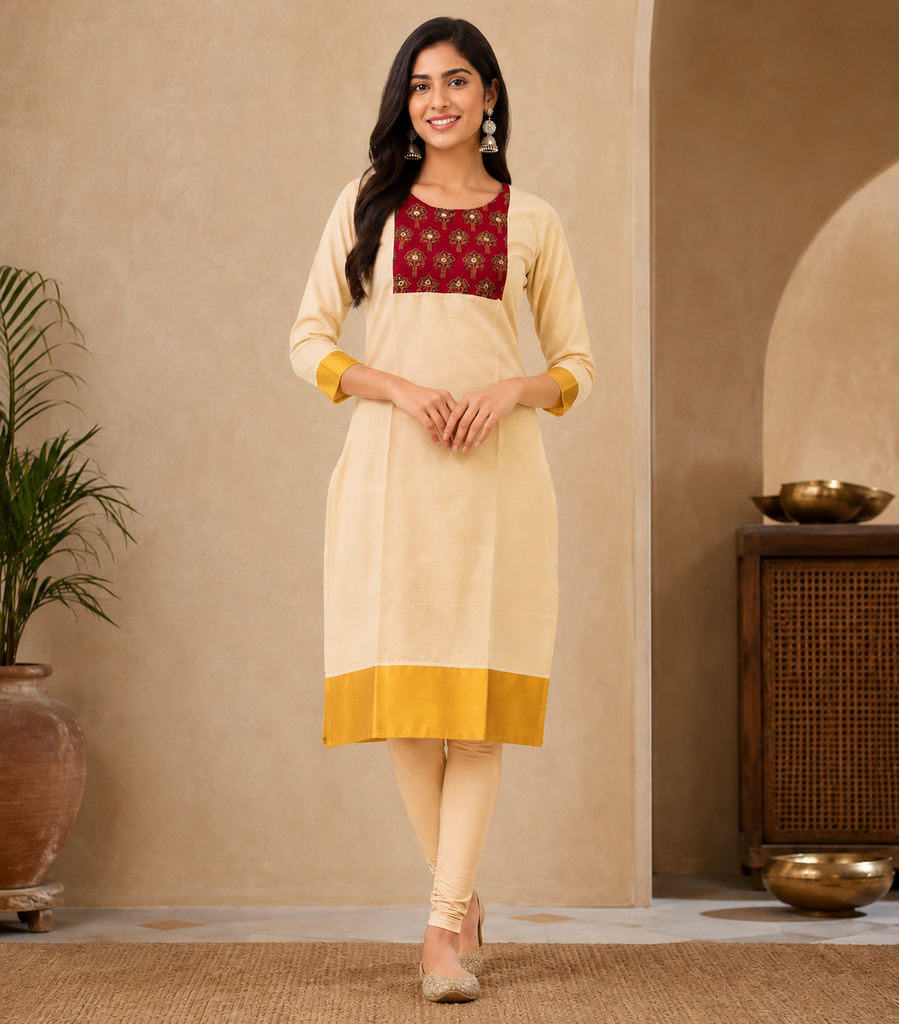 Onam Kurti Top- Maroon