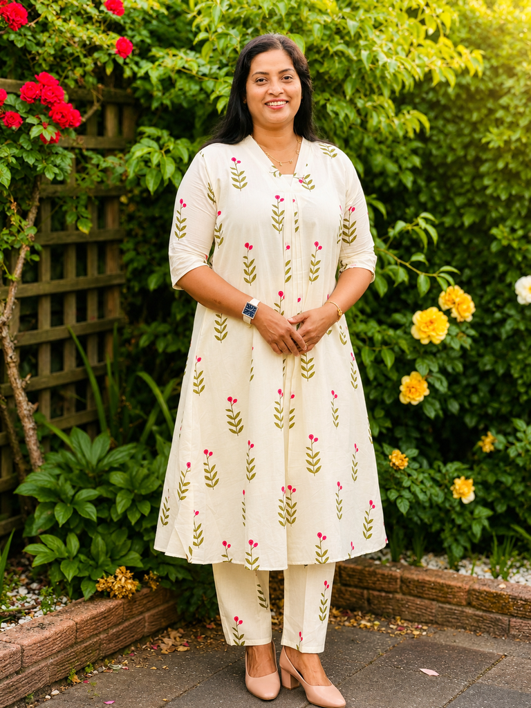 Pink Blossom cord sets- central pleated