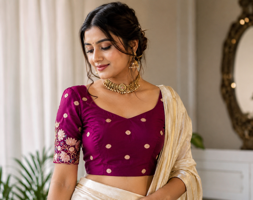Stretchable blouse with work