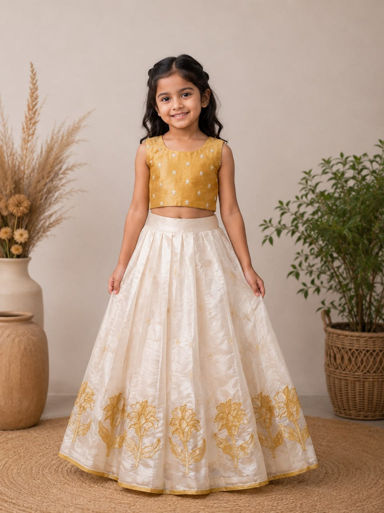Kids Festive Crop Top & Full-Length Skirt Set